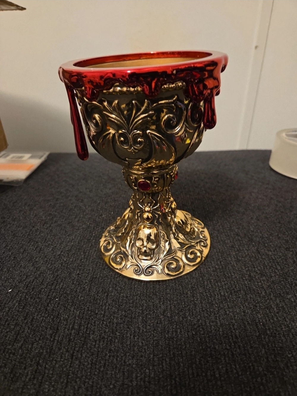 New Bath & Body Works Gold Decorative Goblet with Red Drip Accent - Home Accent